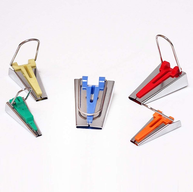 YICBOR Fabric Bias Tape Maker Tool, 5in1, Sewing Quilting, 6mm 9mm 12mm 18mm 25mm, Multicolour, Tape Maker Tool Set - Image 2